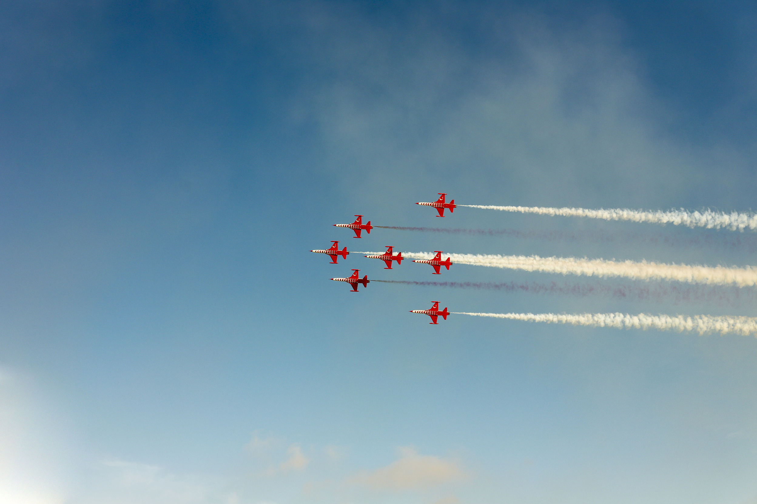 Red Planes Performing Airshow